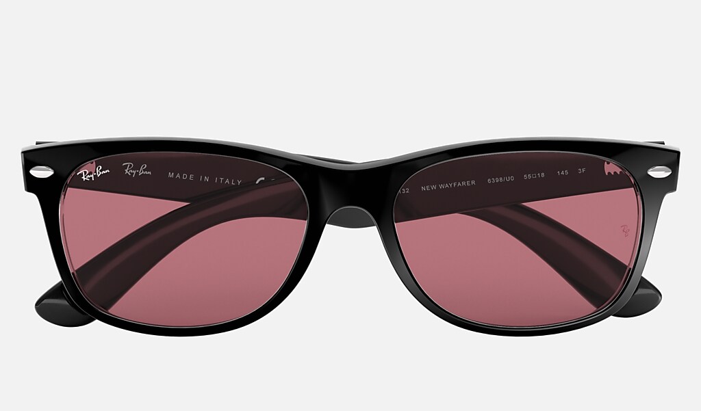 Ray Ban New Wayfarer Classic Rb2132 Black Nylon Violet Lenses 0rbu055 Ray Ban Usa
