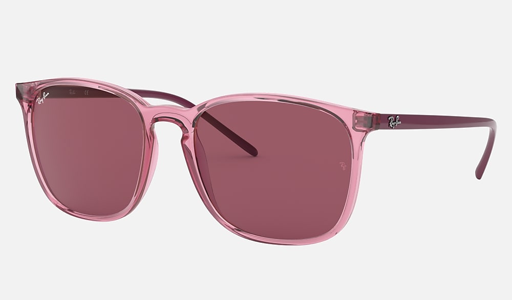 RB4387F Sunglasses in Transparent Pink and Dark Violet Classic (55