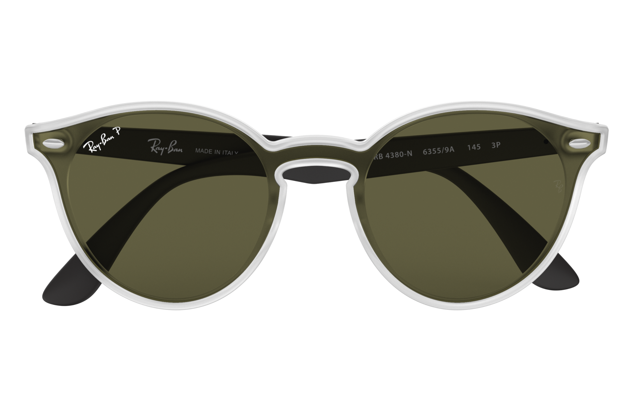 Ran Ban Blaze Round sunglasses RB4380NF 6358W0 39 Transparent Green 