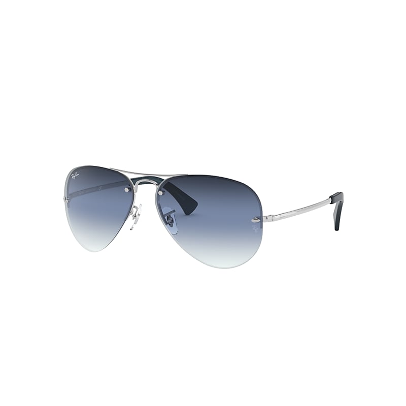 Ray-Ban Rb3449 Sunglasses Silver Frame Blue Lenses 59-14