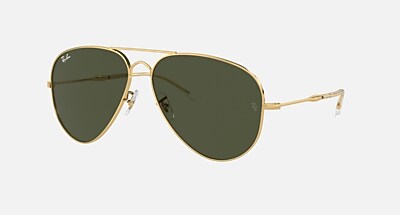 Ray-Ban Aviator サングラス ゴールド AVIATOR SOLID GOLD Sunglasses in Gold and G-15 Green Polarized