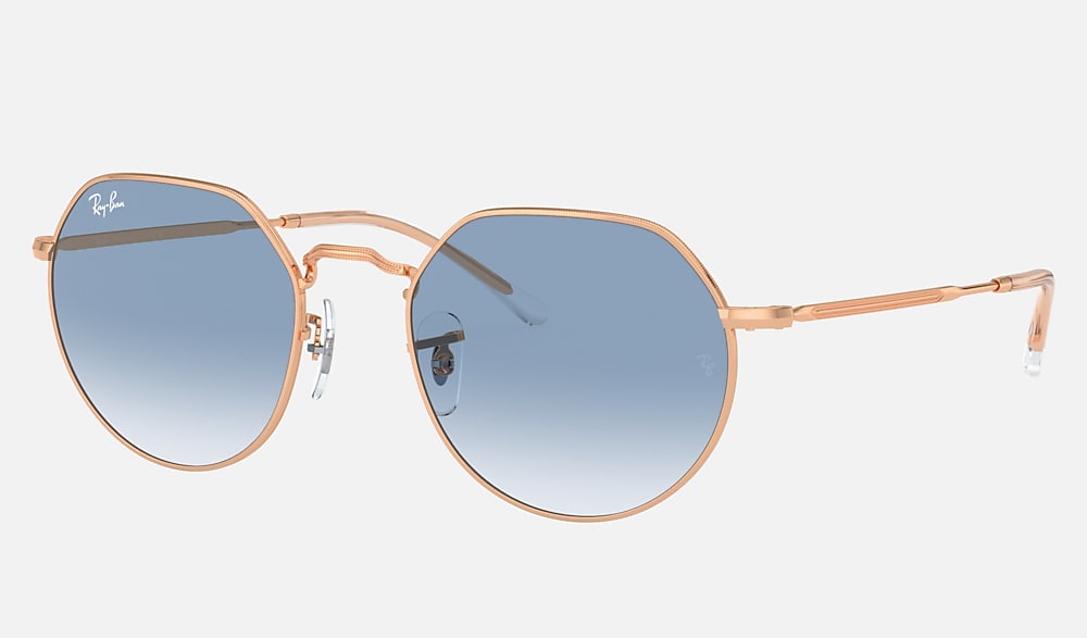 JACK Sunglasses in Rose Gold and Clear & Blue (53-20) - RB3565