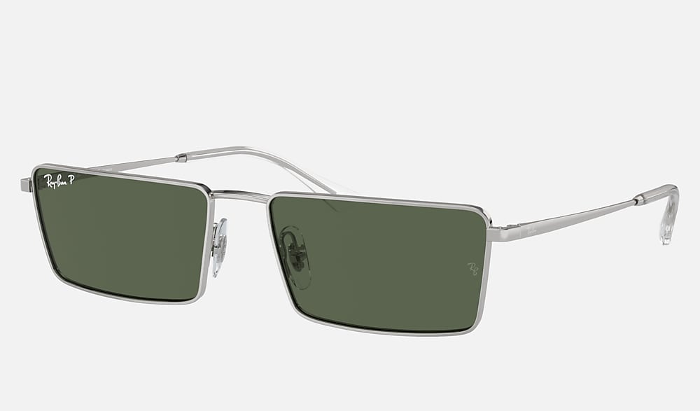 EMY BIO-BASED Sunglasses in Silver and Dark Green Polarized