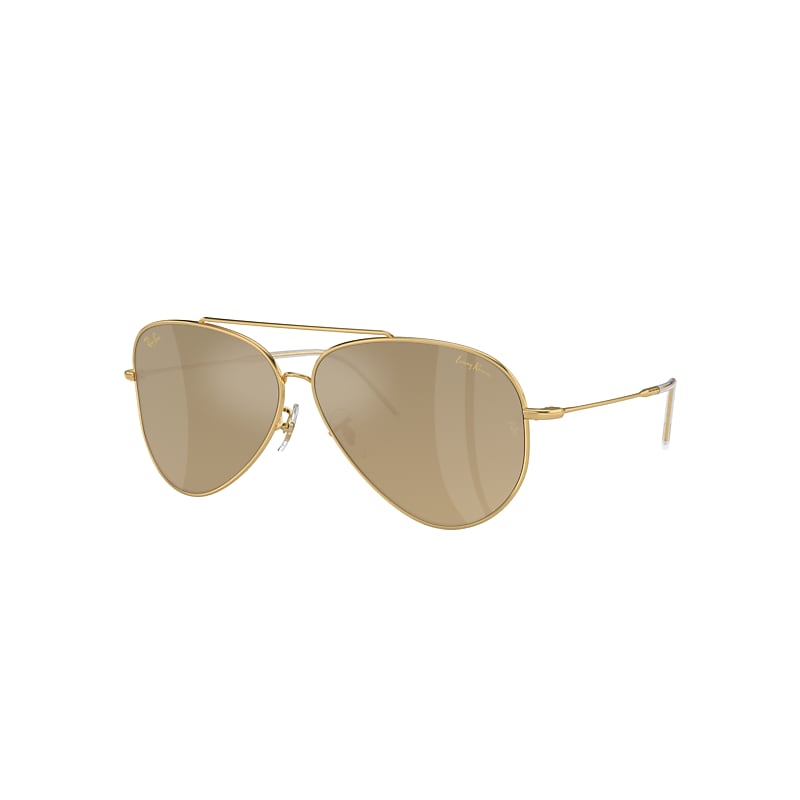 Ray Ban Lenny Kravitz X Aviator Reverse Limited Sunglasses Gold Frame Gold Lenses 62-11