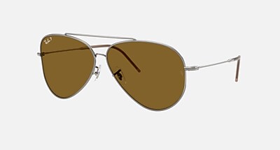 AVIATOR REVERSE Sunglasses in Silver and Light Blue (59-11