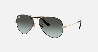 小物 Ray-Ban Aviator Large l RB3025 AVIATOR LARGE METAL Sunglasses in Black On Arista and Blue Vintage