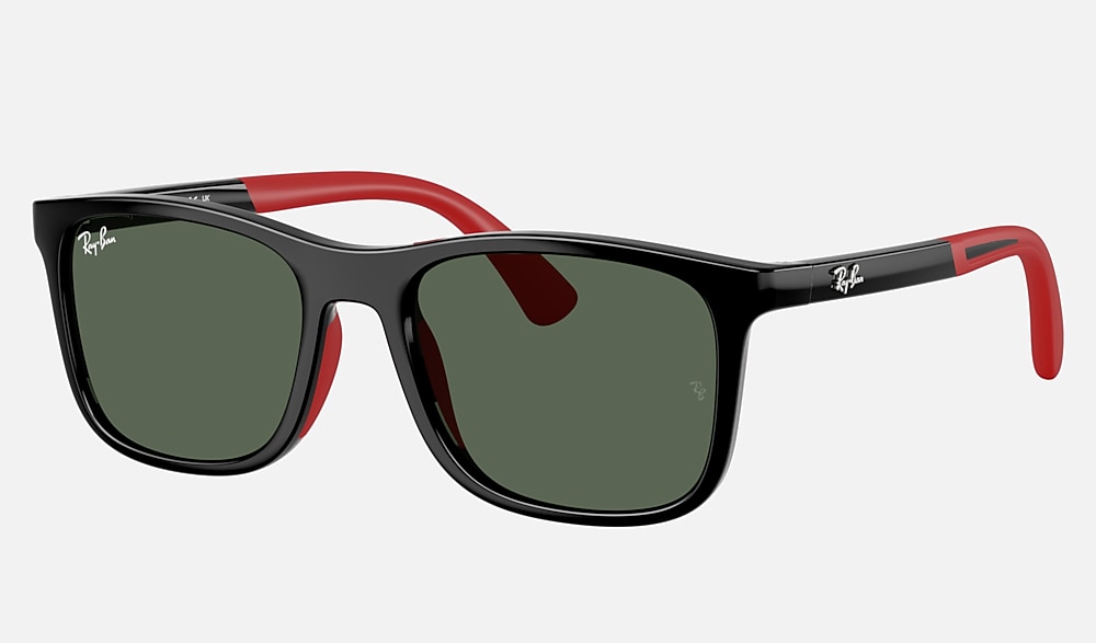 Black On Rubber Red Sunglasses in Dark Green and RB9084S Black On Rubber Red Sunglasses in Dark Green and RB9084S