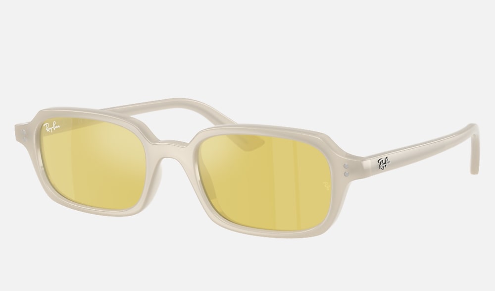 ZURI BIO-BASED Sunglasses in Cloudy Warm White and Yellow Mirror
