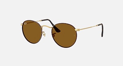 ROUND METAL Sunglasses in Gold and Black Polarized - RB3447 | Ray