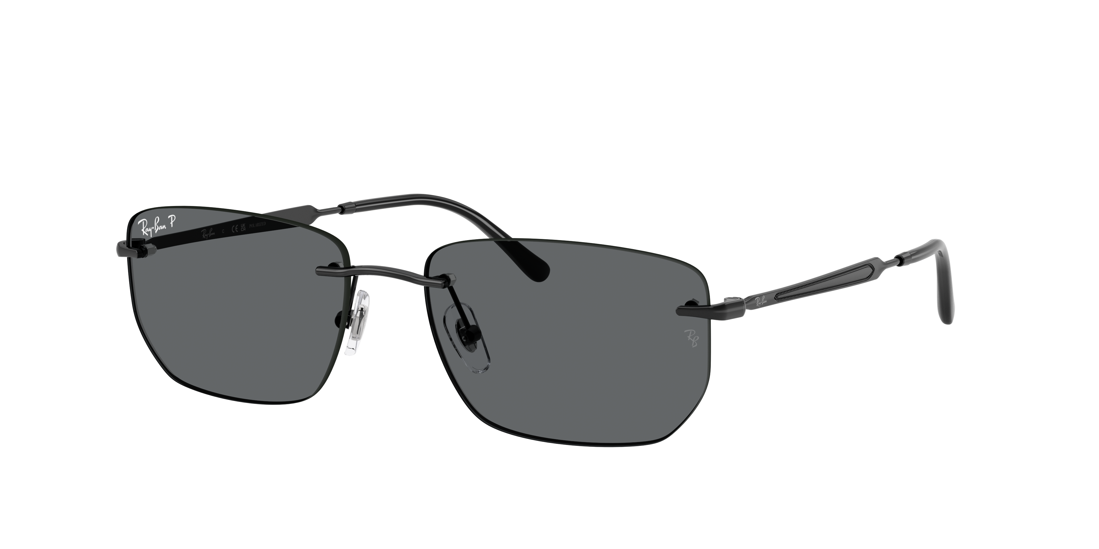 Polished Black Sunglasses in Dark Grey Polarized (56-17) and Rb3768 ...