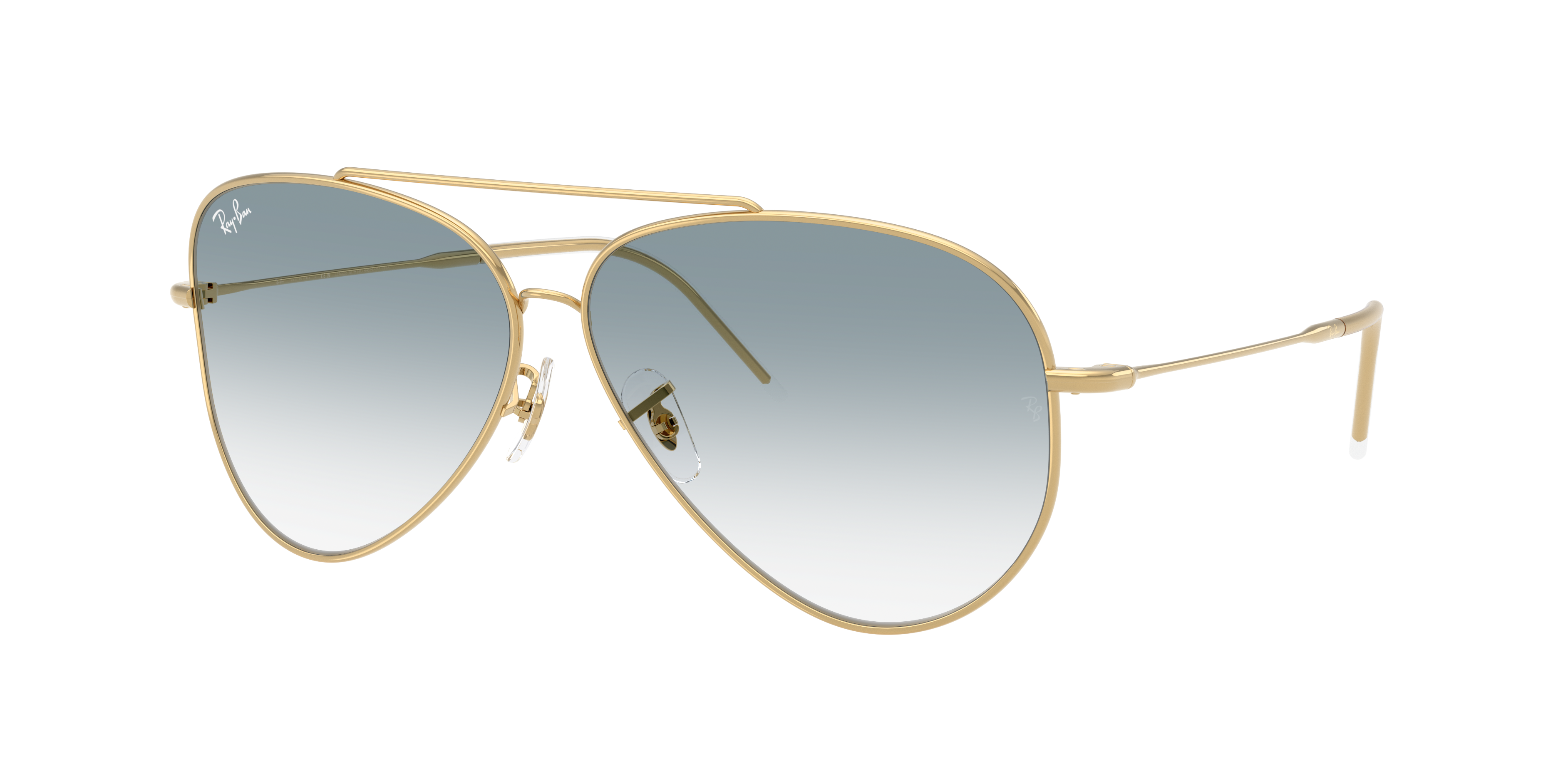 Aviator Reverse Sunglasses in Polished Arista Gold and Clear Gradient ...