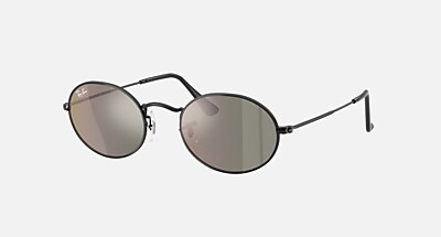 OVAL FLAT LENSES Sunglasses in Black and Brown Mirror Gold (51-21