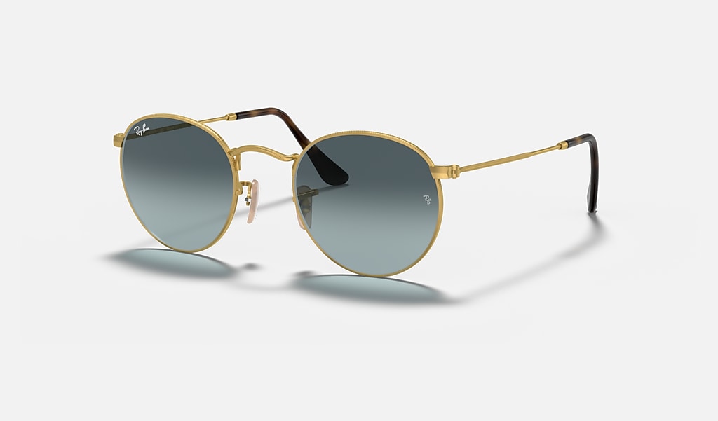 Round Metal Sunglasses in Gold and Blue | Ray-Ban®
