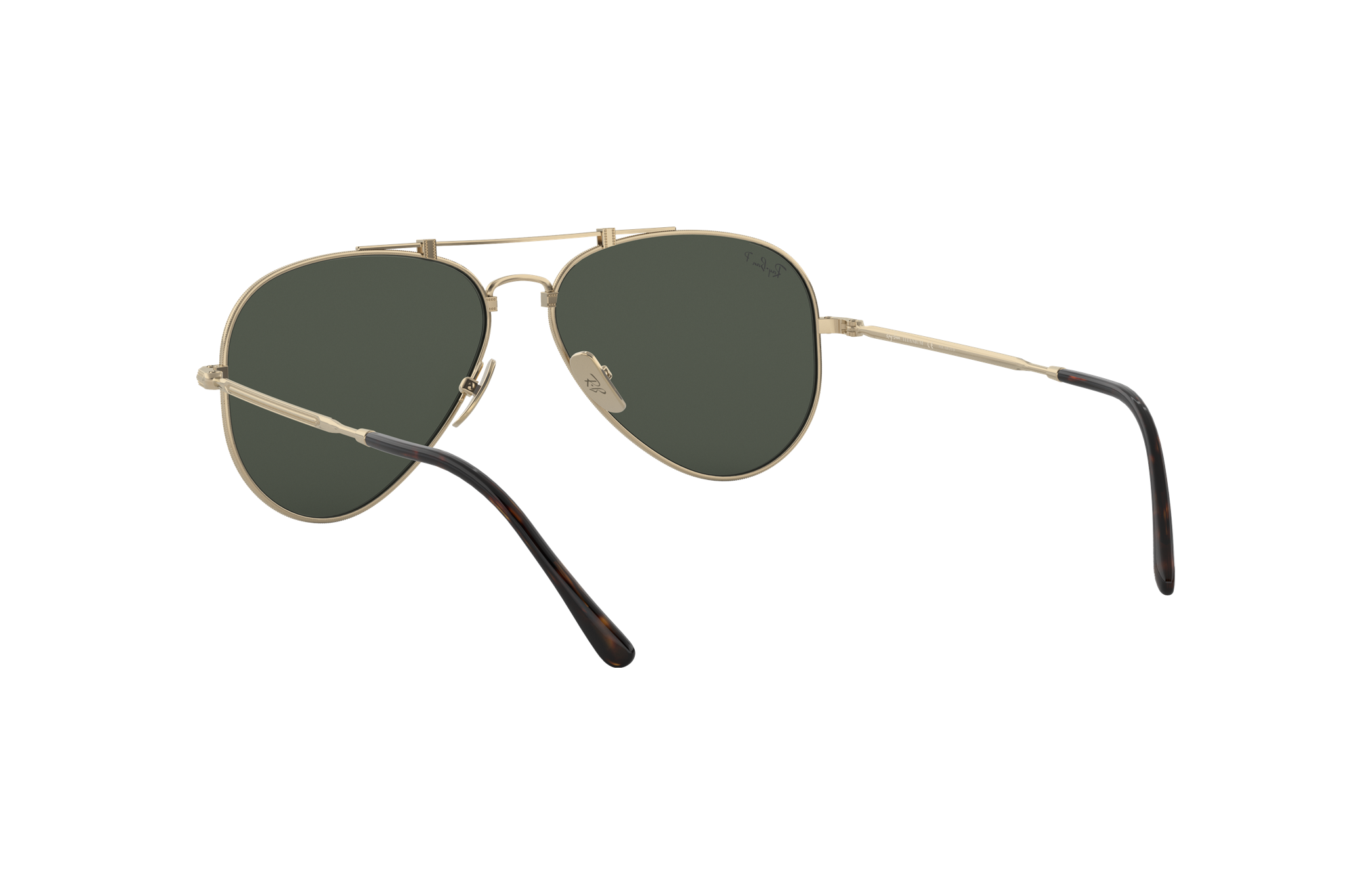 Aviator Titanium Sunglasses in Gold and Green | Ray-Ban®