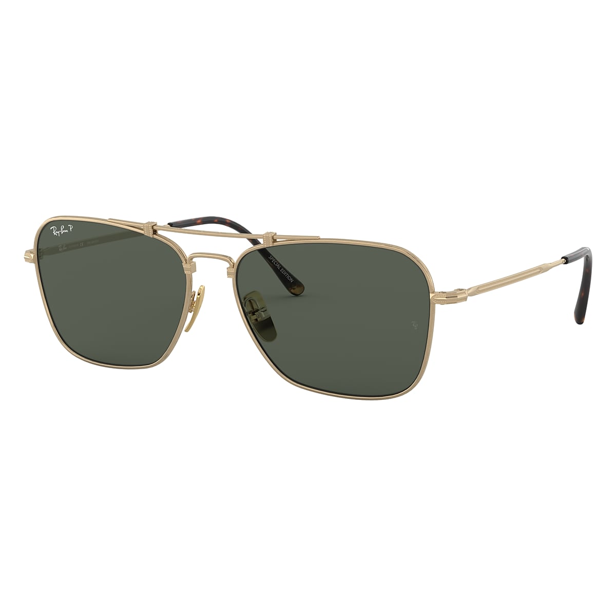 CARAVAN TITANIUM Sunglasses in Gold and Green - Ray-Ban