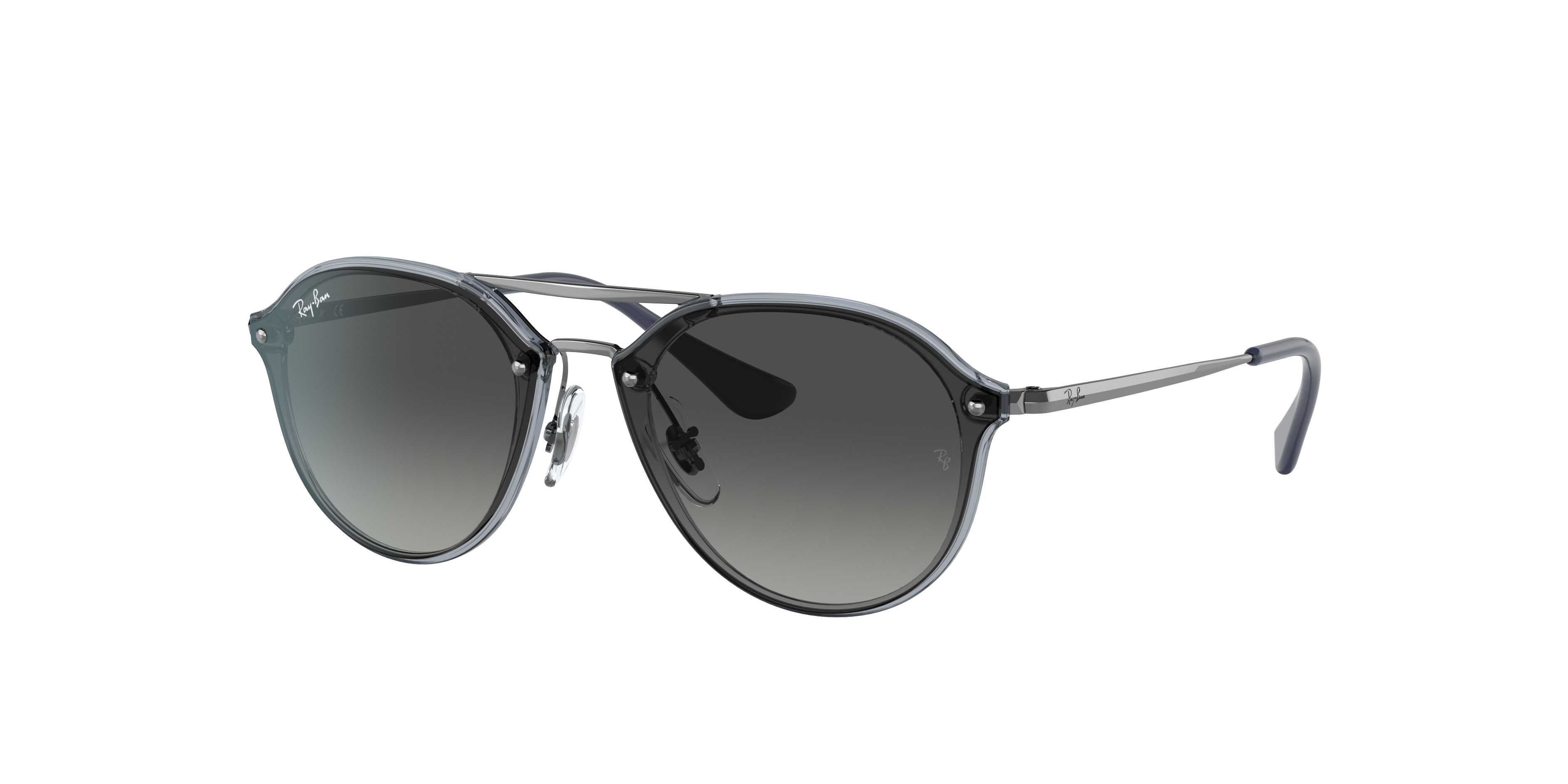 Junior Double Bridge Sunglasses in Transparent Blue and Grey | Ray-Ban®
