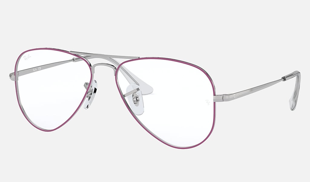 Aviator Optics Kids Eyeglasses with Silver On Top Violet Frame | Ray-Ban®