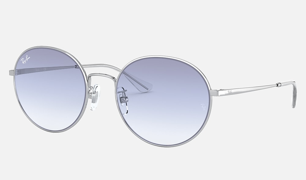 Ray-Ban RB3612D ラウンドメタル RB3612D Sunglasses in Silver and Clear Gradient Light Blue