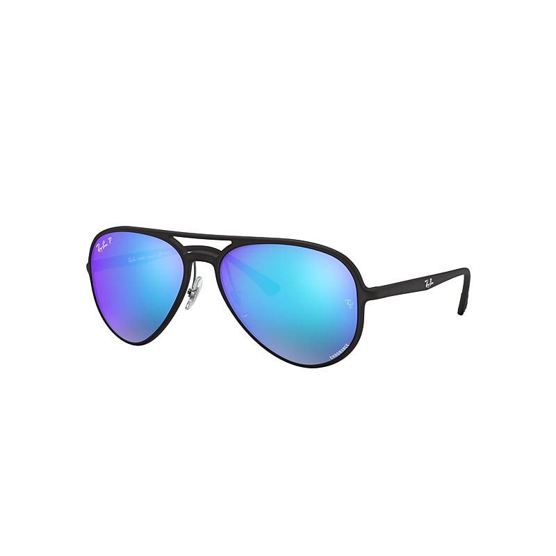 Ray-Ban Rb4320ch Chromance Sunglasses Black Frame Blue Lenses Polarized 58-16