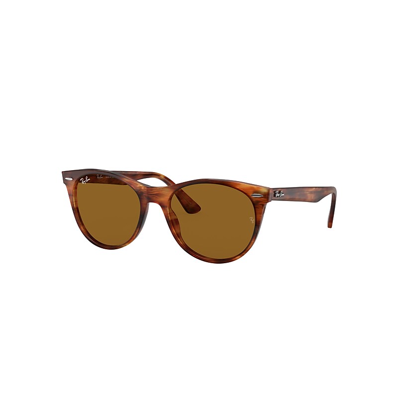 Ray-Ban Wayfarer II Classic Sunglasses Striped Havana Frame Brown Lenses 55-18
