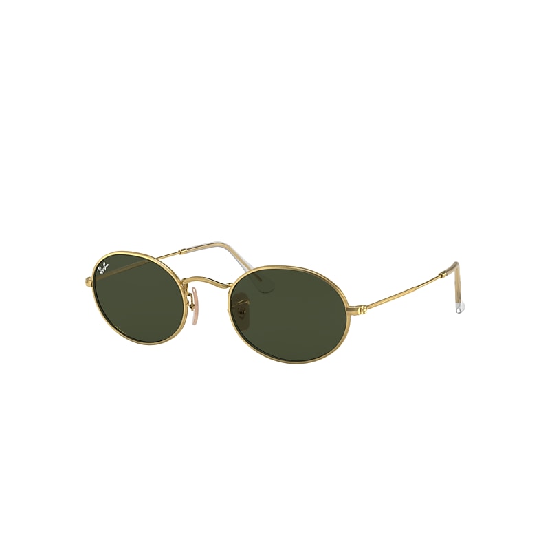 Ray-Ban Oval Sunglasses Gold Frame Green Lenses 51-21