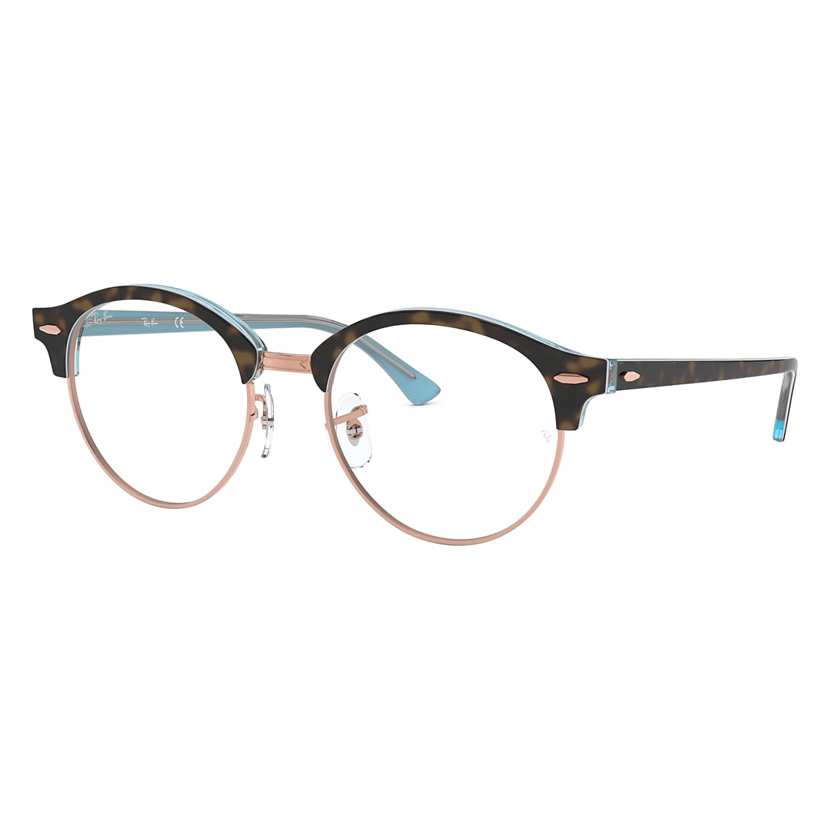 CLUBROUND OPTICS Eyeglasses with Havana On Light Blue 