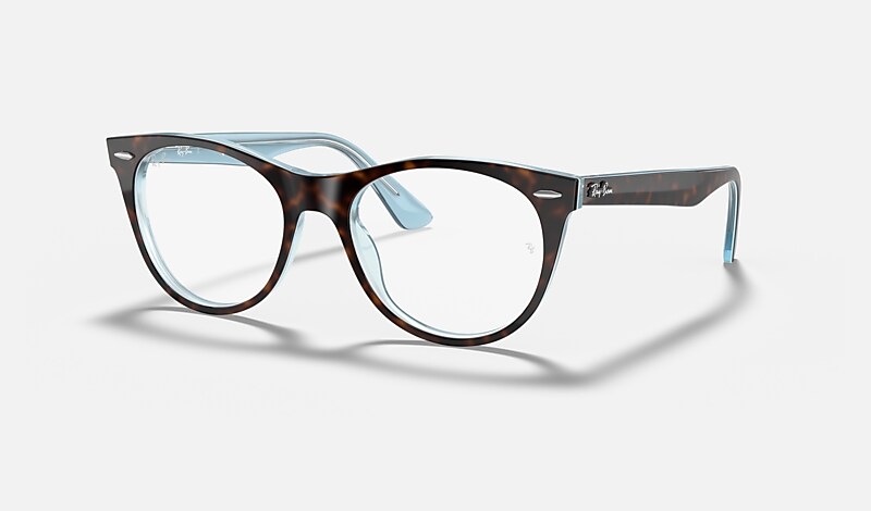 WAYFARER II OPTICS Eyeglasses with Havana On Light Blue Frame