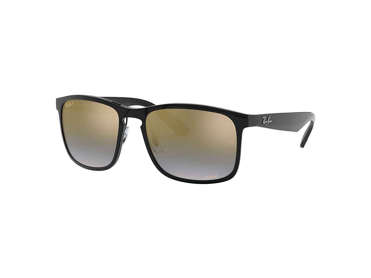 RB4264 CHROMANCE Sunglasses in Black and Blue Mirror Gold 