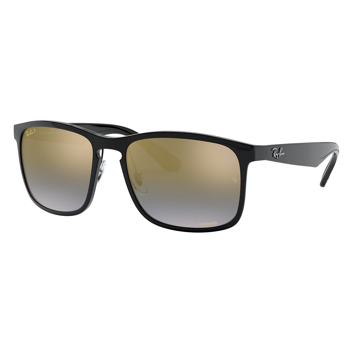 RB4264 CHROMANCE Sunglasses in Black and Blue Mirror Gold