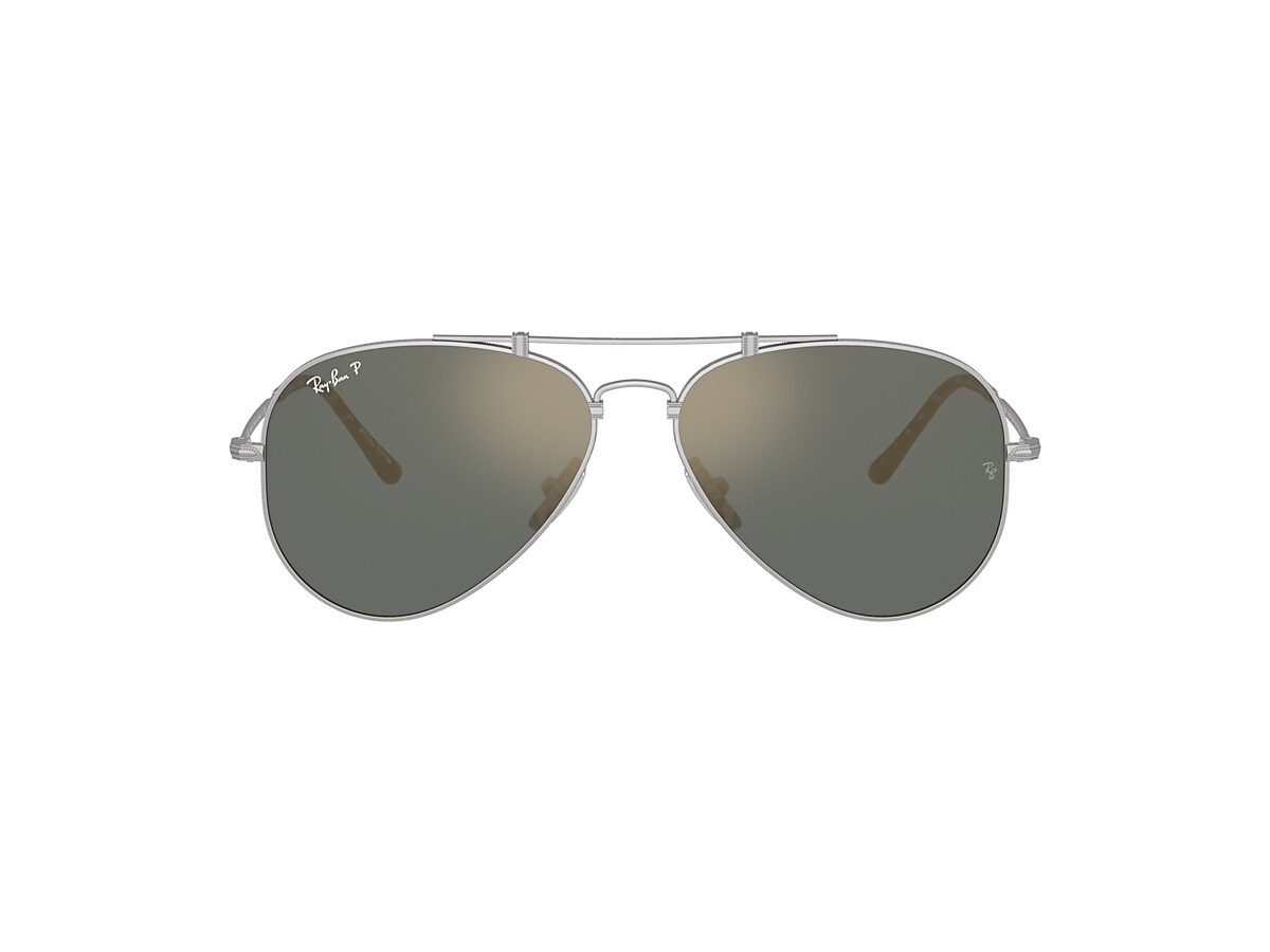 Ray-Ban RB8125M Titanium Aviator Sunglasses, Demi Gloss Silver 