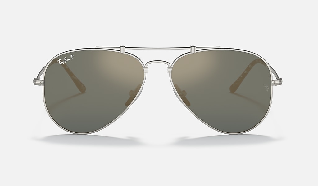 Aviator Titanium Sunglasses in Silver and Blue | Ray-Ban®