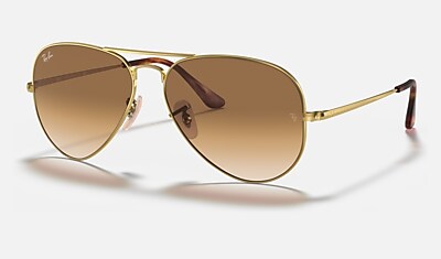 Rb36 Sunglasses In Gold And Light Brown Ray Ban