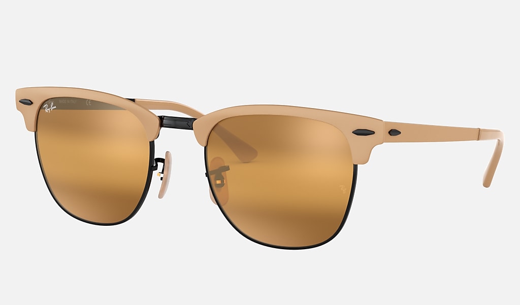 Whichever legislation cigarette Clubmaster Metal Sunglasses in Matte Beige On Black and Yellow | Ray-Ban®