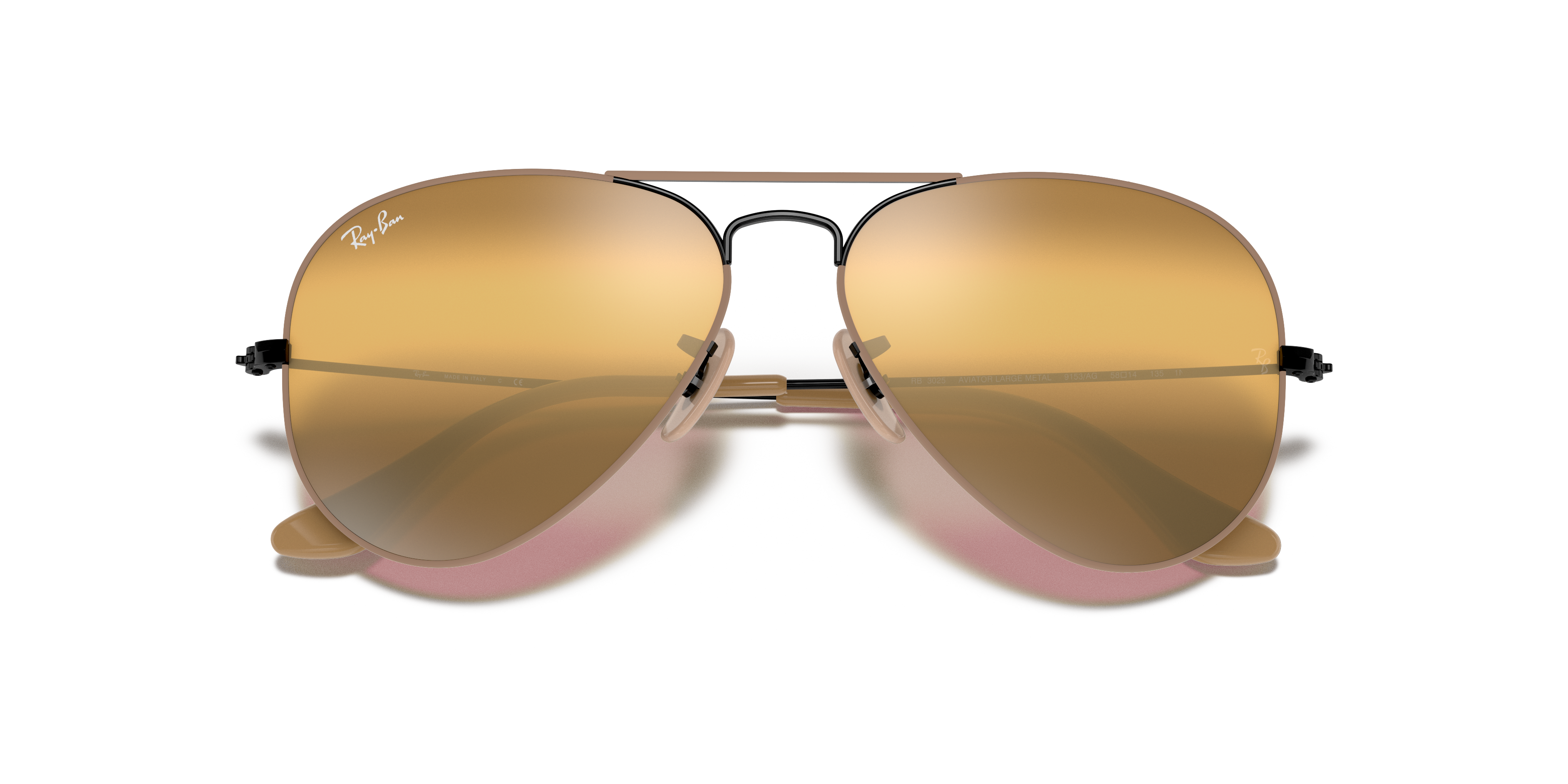 ray ban aviator yellow mirror