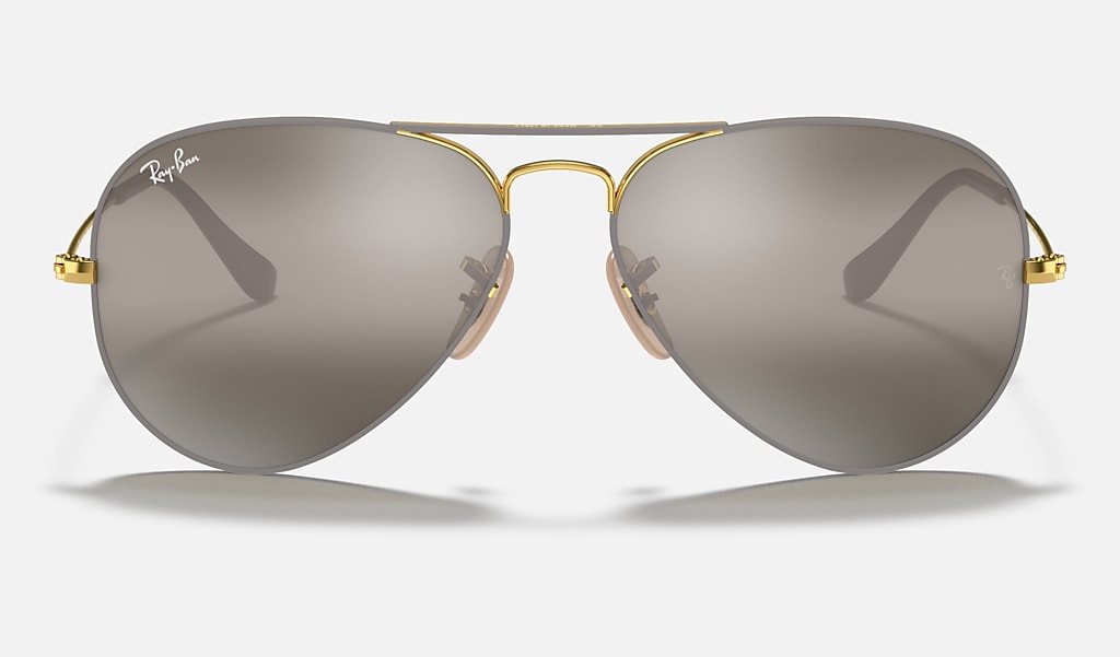 Aviator Mirror Sunglasses in Grey and Grey | Ray-Ban®