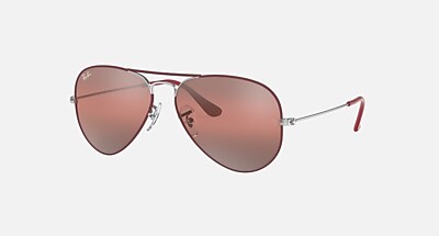 AVIATOR MIRROR Sunglasses in Bordeaux On Silver and Purple  display picture 3