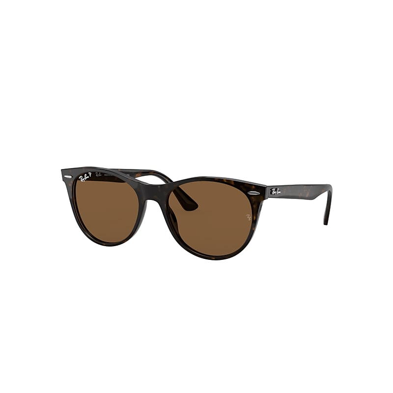 Ray-Ban Wayfarer II Classic Sunglasses Spotted Havana Frame Brown Lenses Polarized 55-18