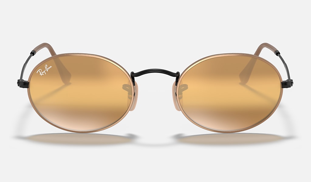 Oval Sunglasses in Beige On Black and Yellow | Ray-Ban®