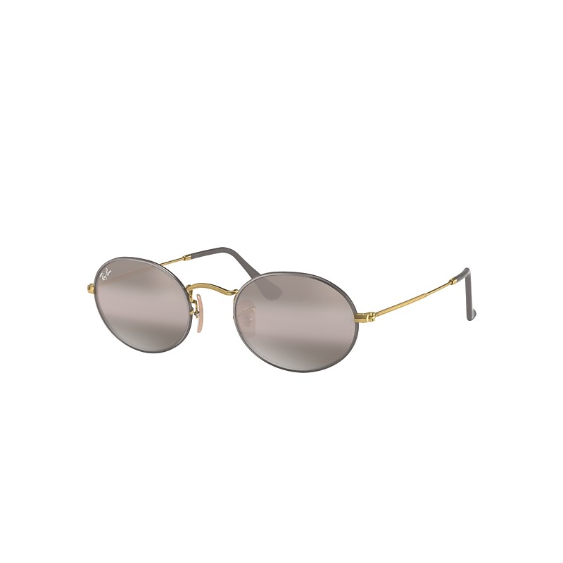 Ray-Ban Oval Sunglasses Gold Frame Grey Lenses 54-21