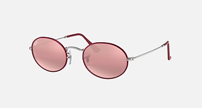 OVAL METAL Sunglasses in Bordeaux and Purple Bi-Mirror Grey-Photo