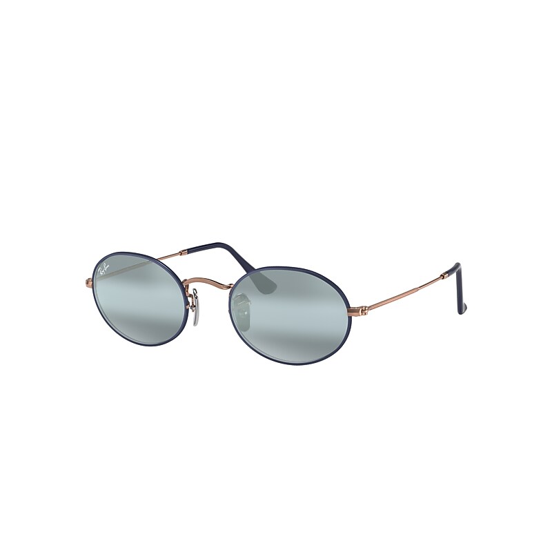 Ray-Ban Oval Sunglasses Bronze-copper Frame Blue Lenses 54-21