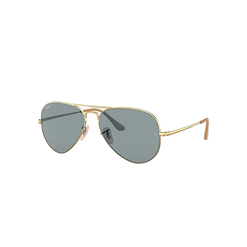 Ray-Ban Aviator Metal II Sunglasses Gold Frame Blue Lenses Polarized 55-14