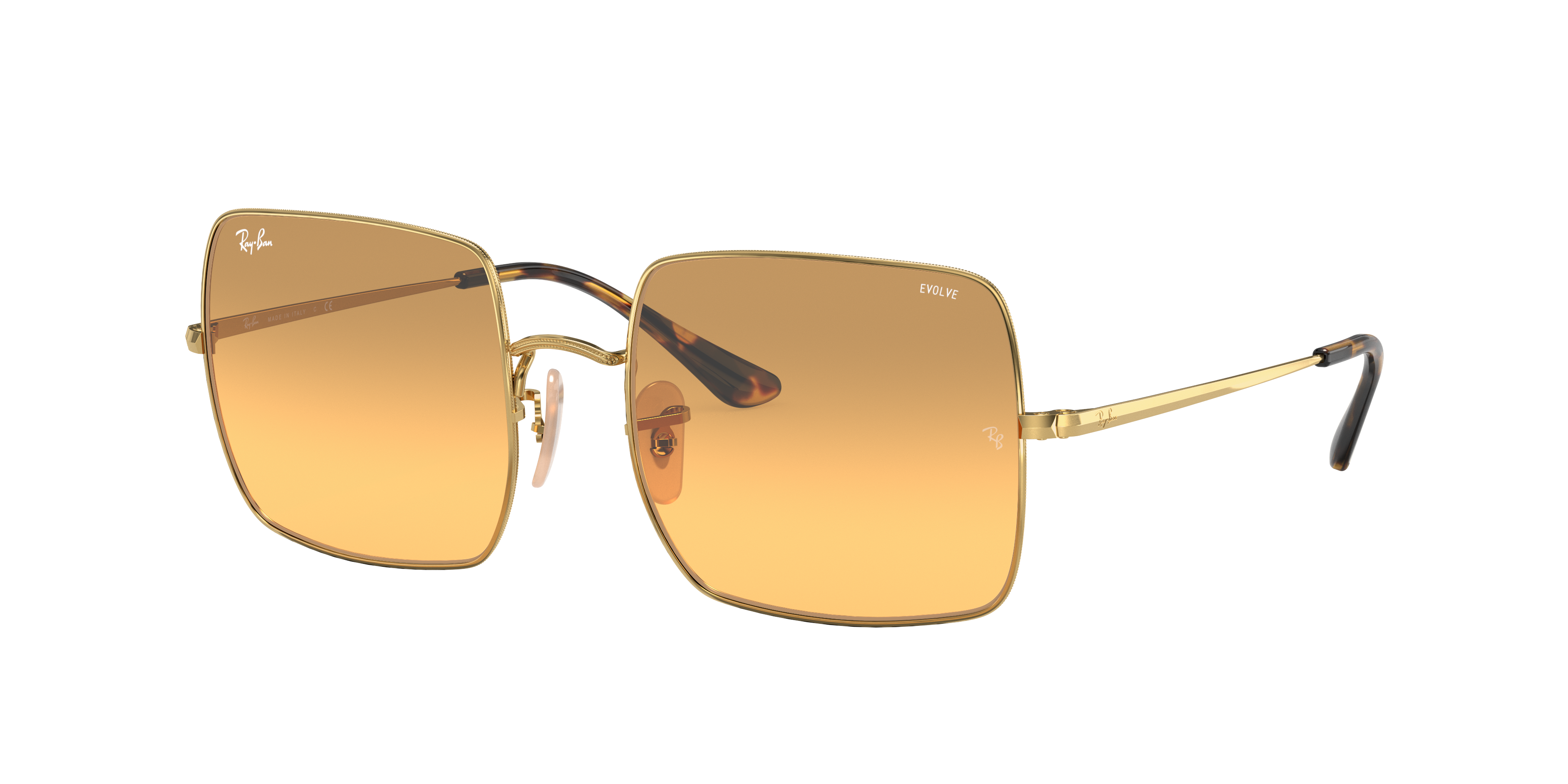 Square 1971 Washed Evolve Sunglasses in Gold and Orange Photochromic | Ray- Ban®