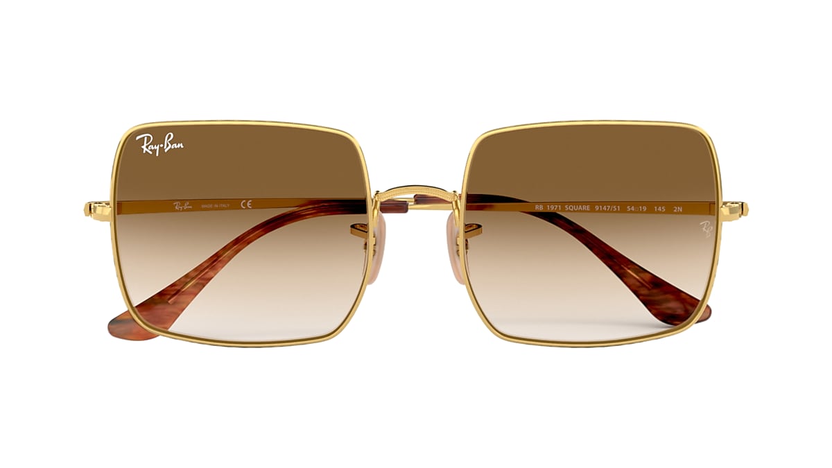 Square 1971 Classic Sunglasses in Gold and Light Brown | Ray-Ban®