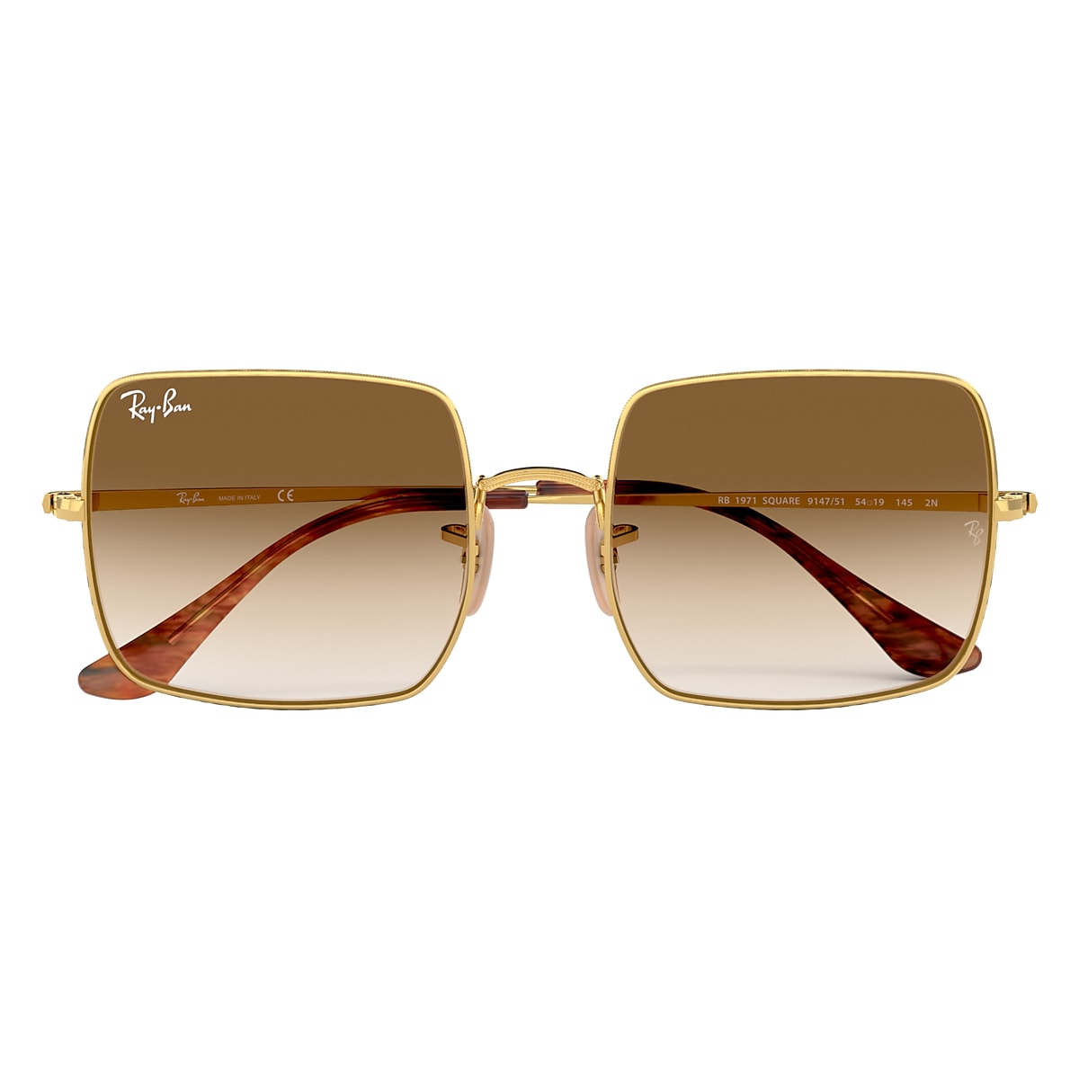 Ray-Ban Sunglasses Square 1971 Classic Gold Frame Brown Lenses