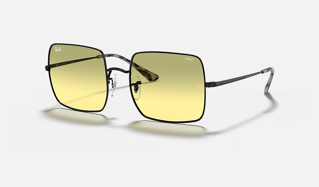 Square 1971 Washed Evolve Sunglasses in Black and Yellow Photochromic | Ray- Ban®