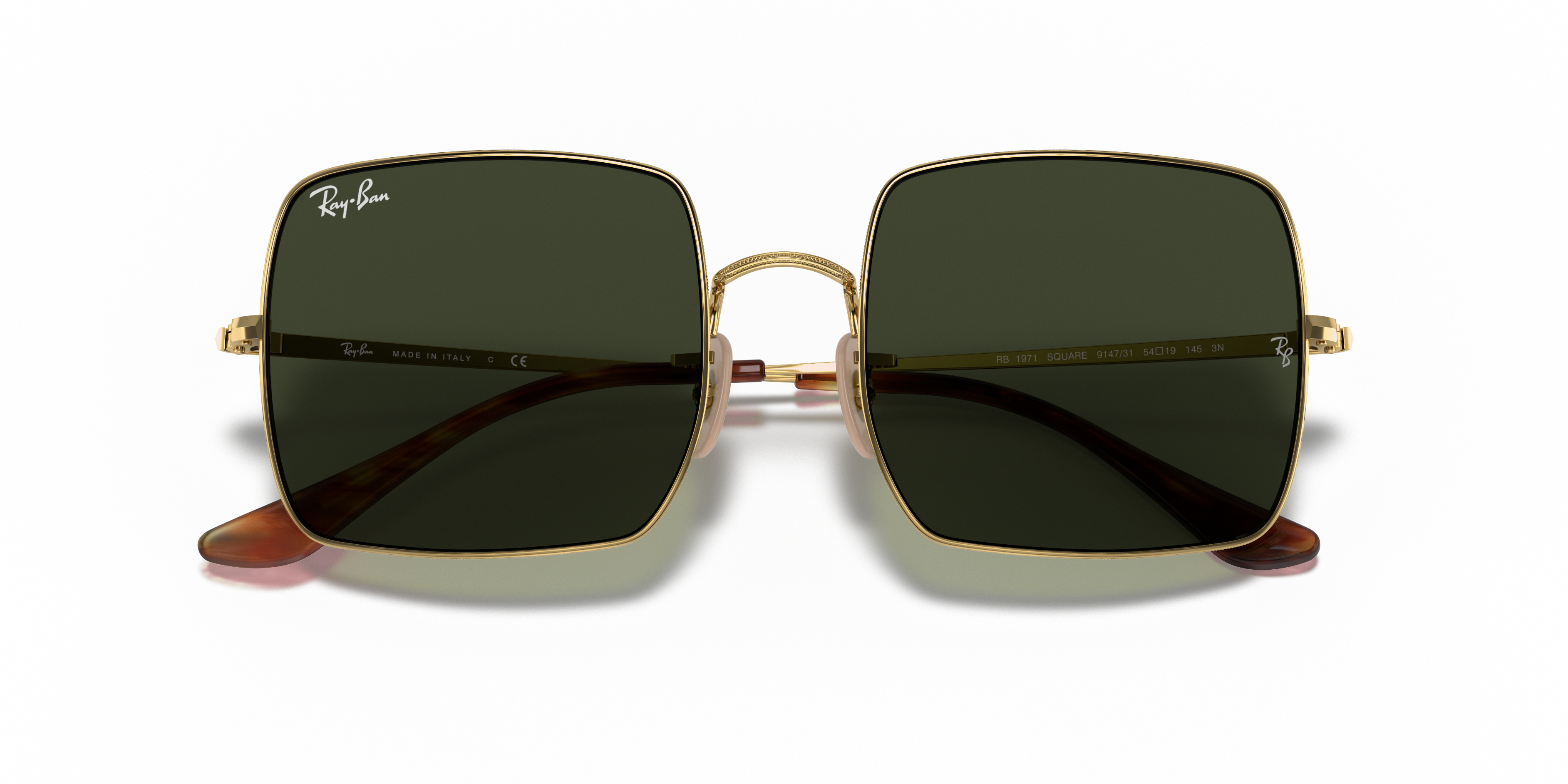 Square 1971 Classic Sunglasses in Gold and Green | Ray-Ban®