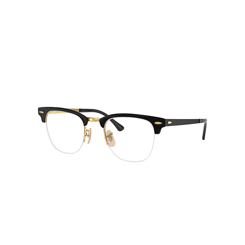 Ray-Ban Clubmaster Metal Optics Eyeglasses Black Frame Clear Lenses 50-22