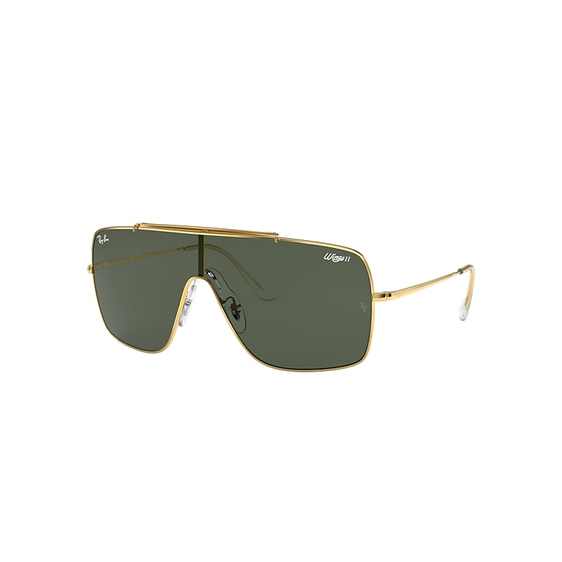 Ray-Ban Wings II Sunglasses Gold Frame Green Lenses 01-35