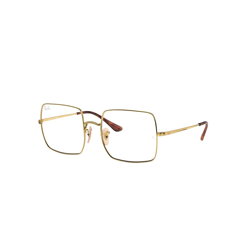 Ray-Ban Square 1971 Optics Eyeglasses Gold Frame Clear Lenses 54-19